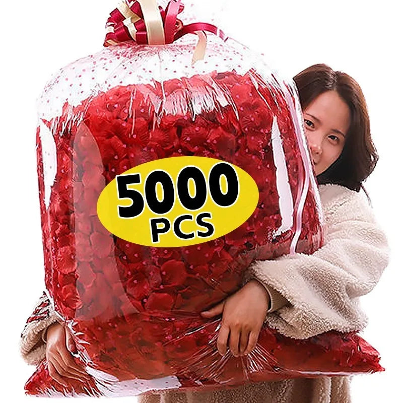 5000/100pcs Artificial Fake Rose Petals Red Colorful Simulation Silk Roses Petal for Valentines Day Wedding Party