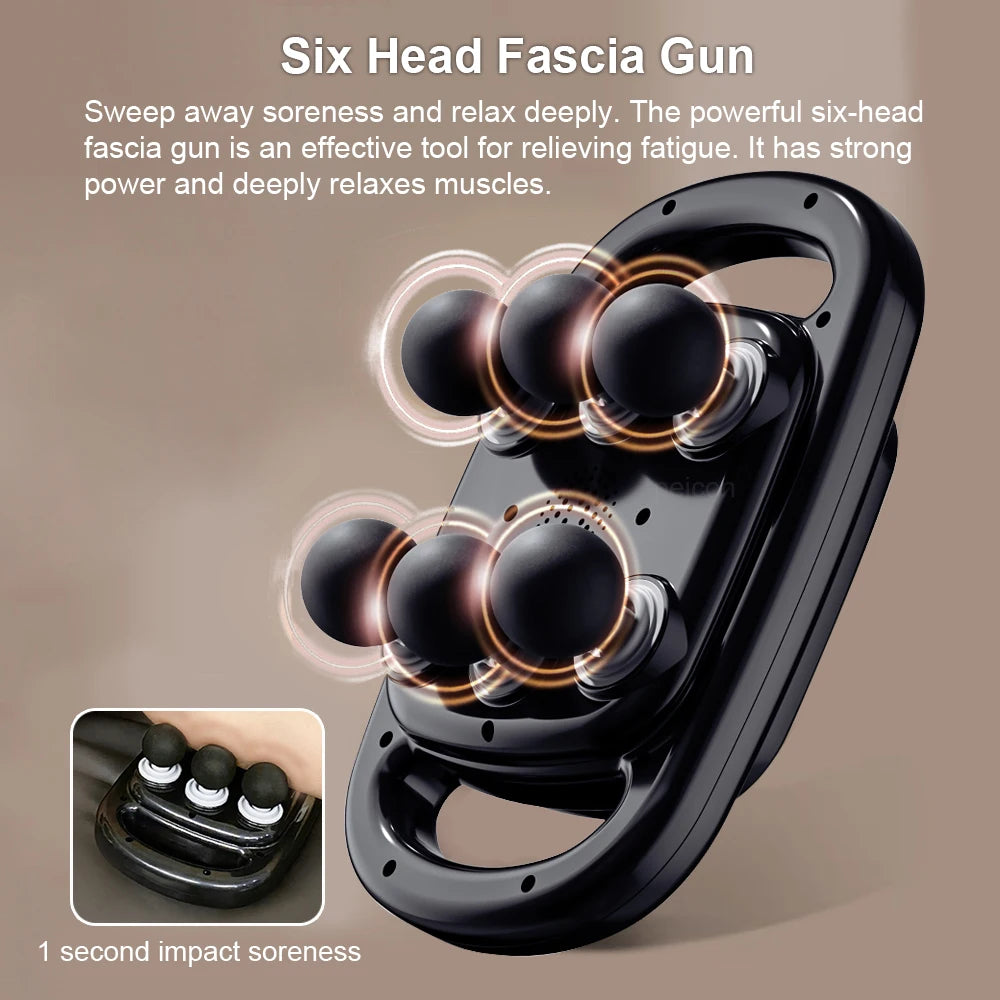 Fascia Gun Six Heads Massage Gun Muscle Relaxation Electric Massager Relief