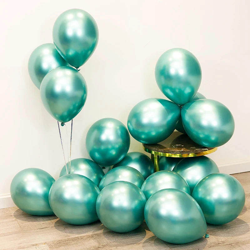 10pc Confetti Balloons Chrome Metallic Latex Transparent Helium Balloon