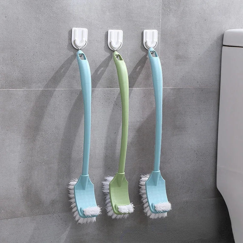 Multi-function Double Head Plastic Toilet Brush Curved Bathroom Cleaning Scrubber