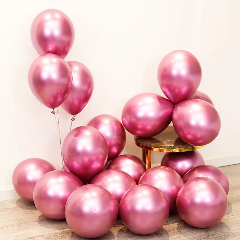 10pc Confetti Balloons Chrome Metallic Latex Transparent Helium Balloon