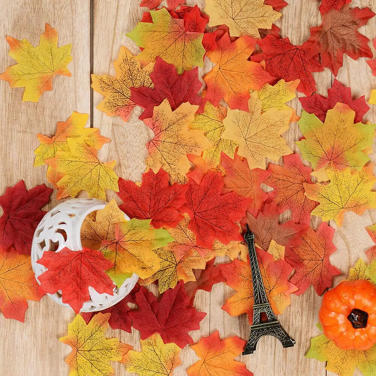 100/200Pcs Artificial Silk Maple Leaf Autumn Fake Leaves Garland Maple Leaves Vine