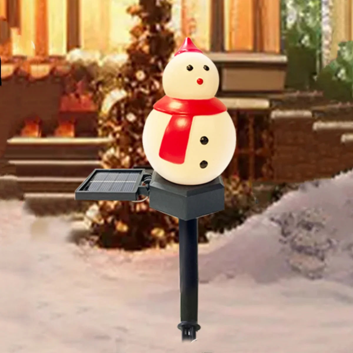 1pc Christmas Santa Claus & Snowman Landscape Lawn Solar Light