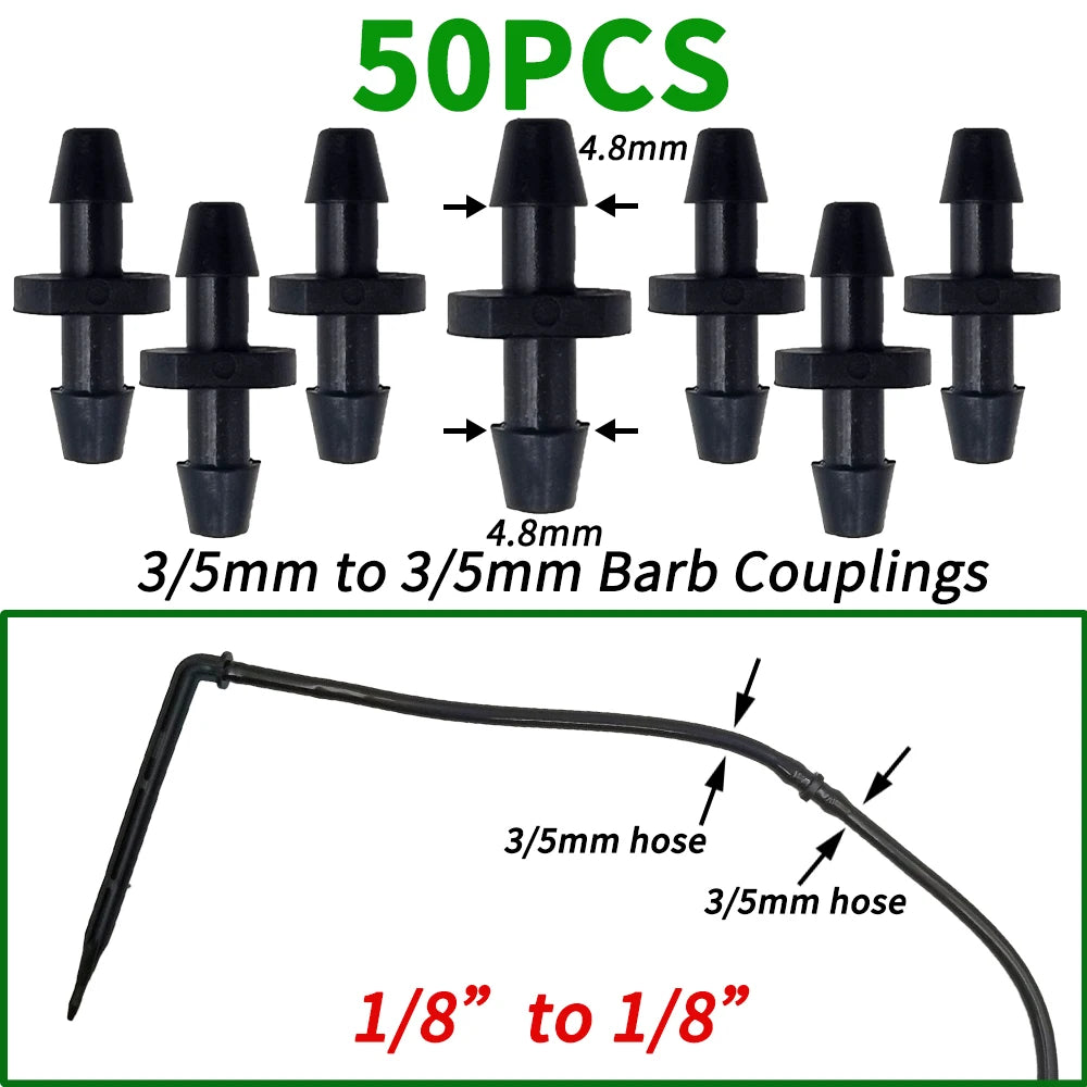 Oasis 50PCS Plastic Barbed 3-Way Tee Connector for 3/5mm Tubing Watering Pipe Hose Couplings Micro Drip Irrigation Garden Tools