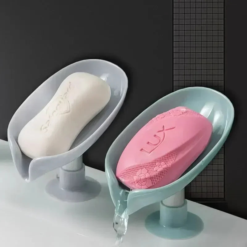 1pcs Drain Soap Holder Leaf Shape Soap Box Suction Cup Tray Drying Rack for Shower Sponge Container