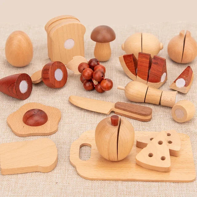 Kids Wooden Kitchen Toy Children's Simulation Kitchenware Miniature Pretend Play House Educational Toys Baby Christmas Gifts