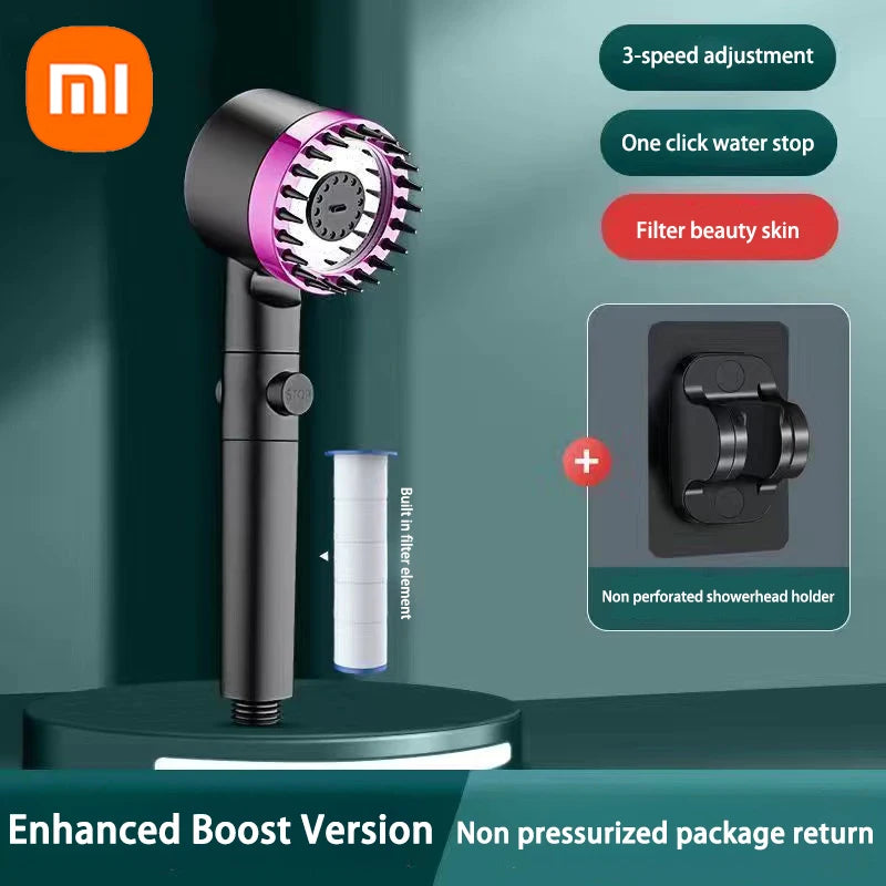 XIAOMI High Pressurized Filter Shower Head 3-mode Adjustable Spray With Massage Brush