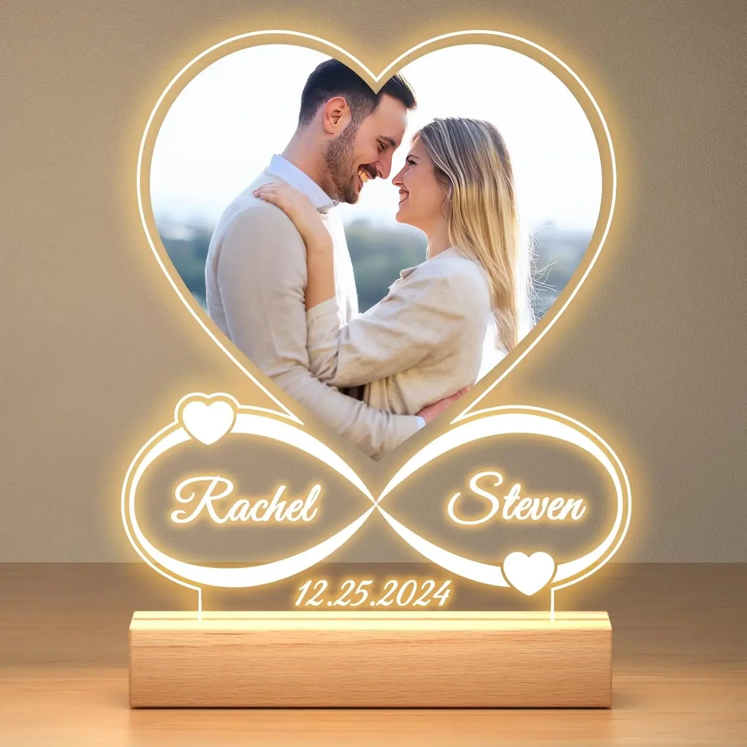 Valentine's Day Custom Couples Gifts Acrylic Plaque Picture Frame with Photo Personalized Photo Frame Anniversary Wedding Gifts