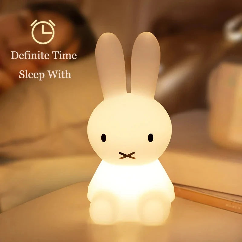 Cute 3D Night Light Kawaii Anime Cartoon Bunny Eye Protection Rechargeable Desk Lamp Bedroom Children Bedside Lamp Camp Lamp