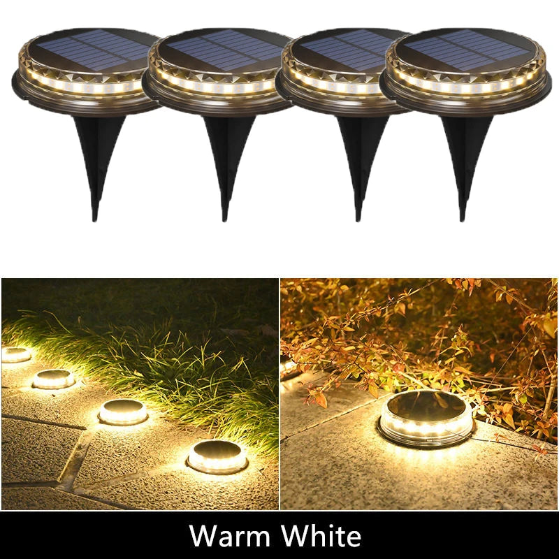 Solar LED Power Disk Light Outdoor Garden IP65 Waterproof for Ground Garden Lawn Pathway Patio Landscape Decoration