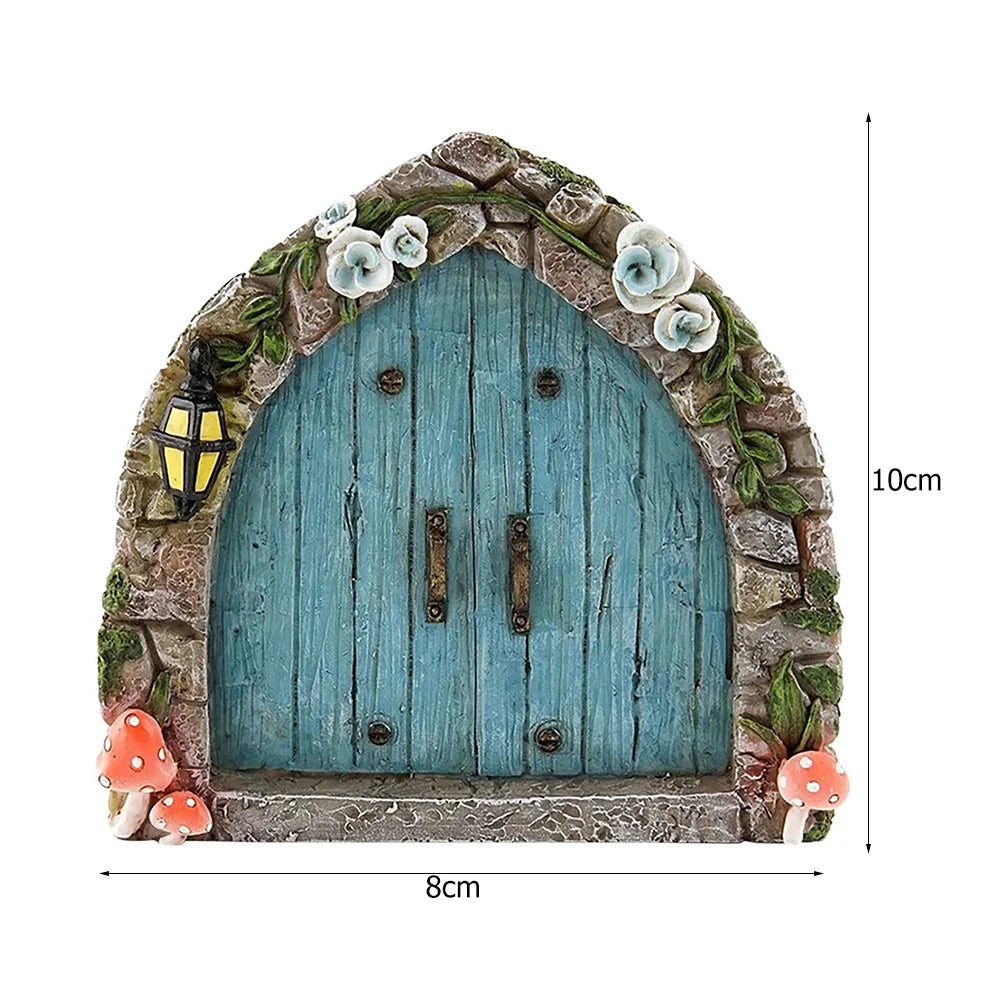 Wood Miniature Fairy Gnome Window Door Elf Home Creative Tree Door