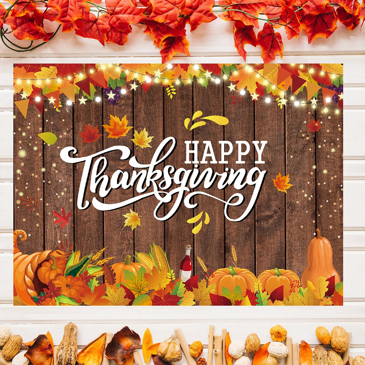 Autumn Thanksgiving Day Party Background Decoration Banner Autumn Fall Children Portrait Photography Photocall Backdrop Prop