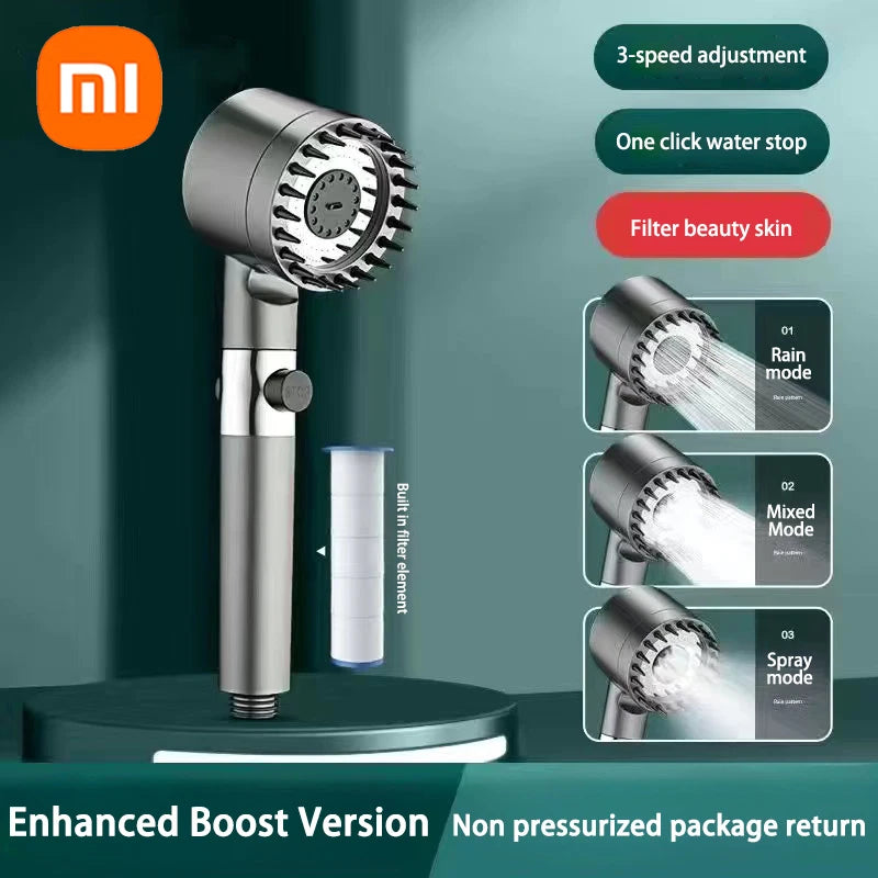 XIAOMI High Pressurized Filter Shower Head 3-mode Adjustable Spray With Massage Brush