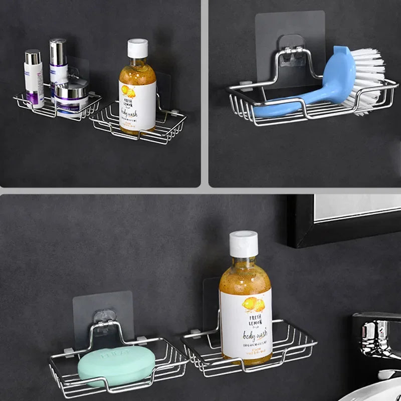 High Quality Soap Rack Wall Mounted Soap Holder Stainless Steel Soap Sponge Dish Bathroom Accessories