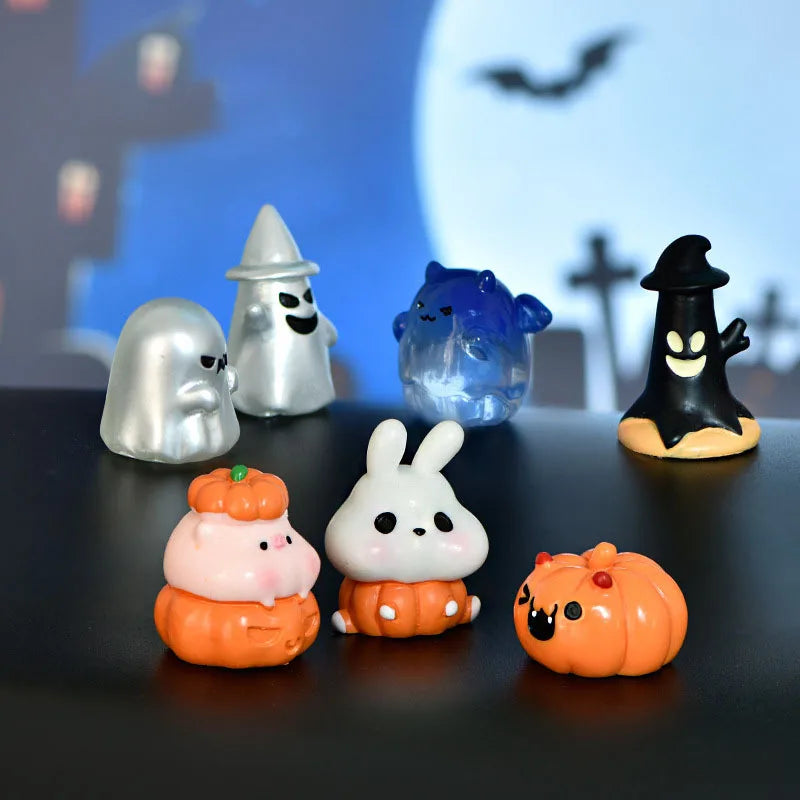 Mini Halloween Fairy Garden Ghost, Pumpkin Spirit Figurines, Home Decoration, DIY Resin Craft, 1 Pc