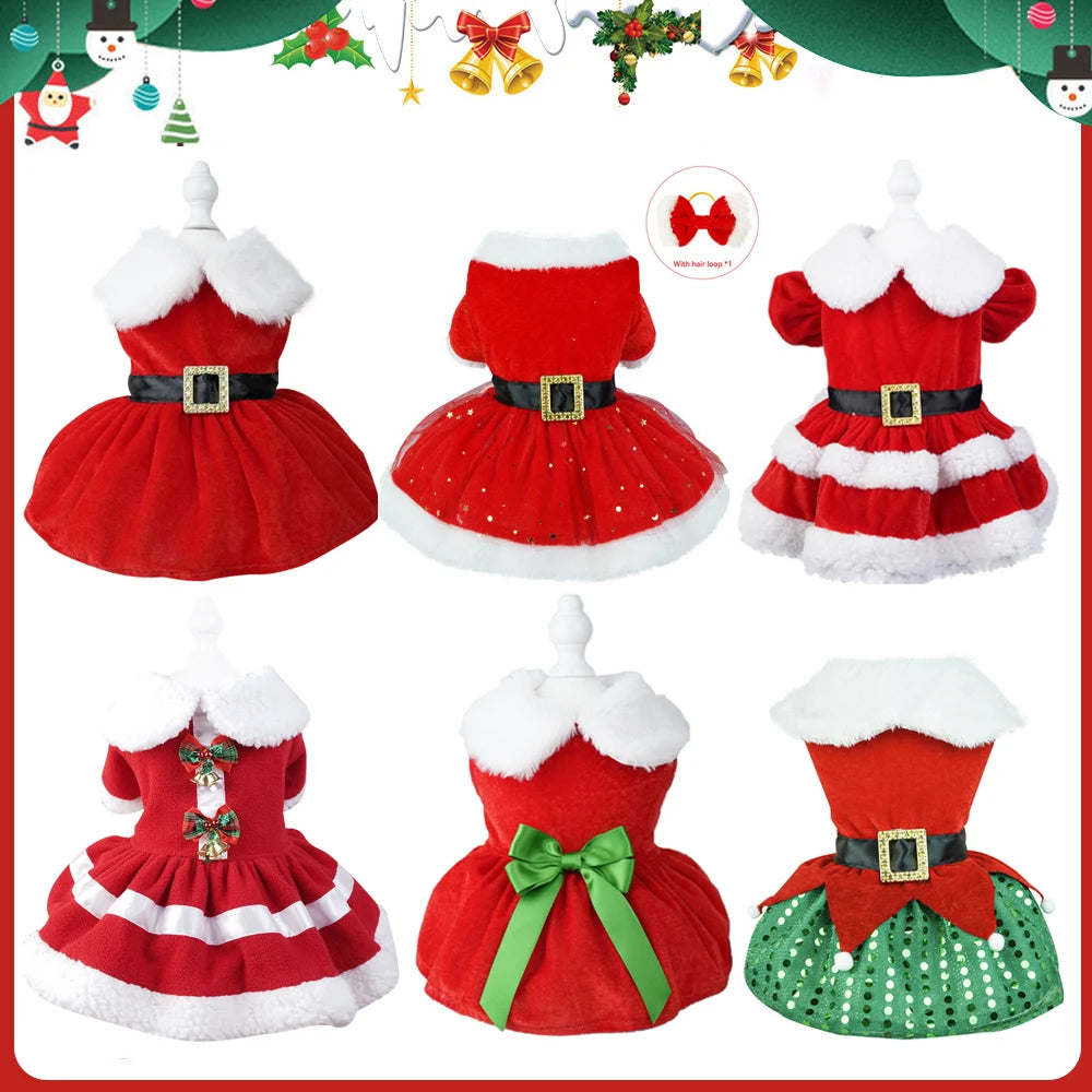 Christmas Winter Pets Dresses Dog Clothes