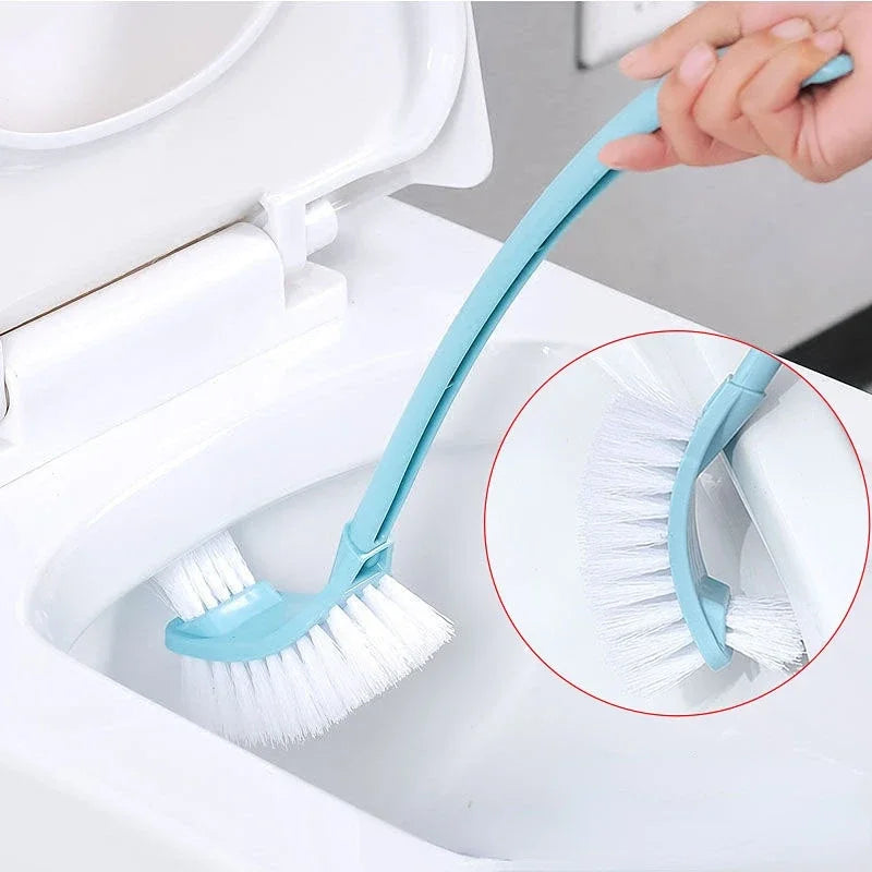 Multi-function Double Head Plastic Toilet Brush Curved Bathroom Cleaning Scrubber