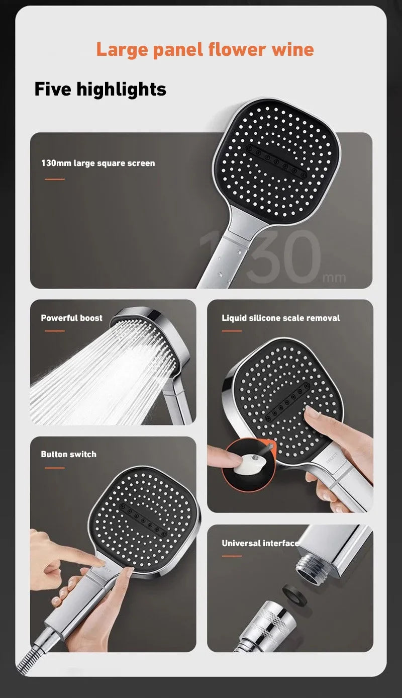 Xiaomi 13cm Large Panel Shower Head 3 Modes Adjustable High Pressure Massage Shower Head