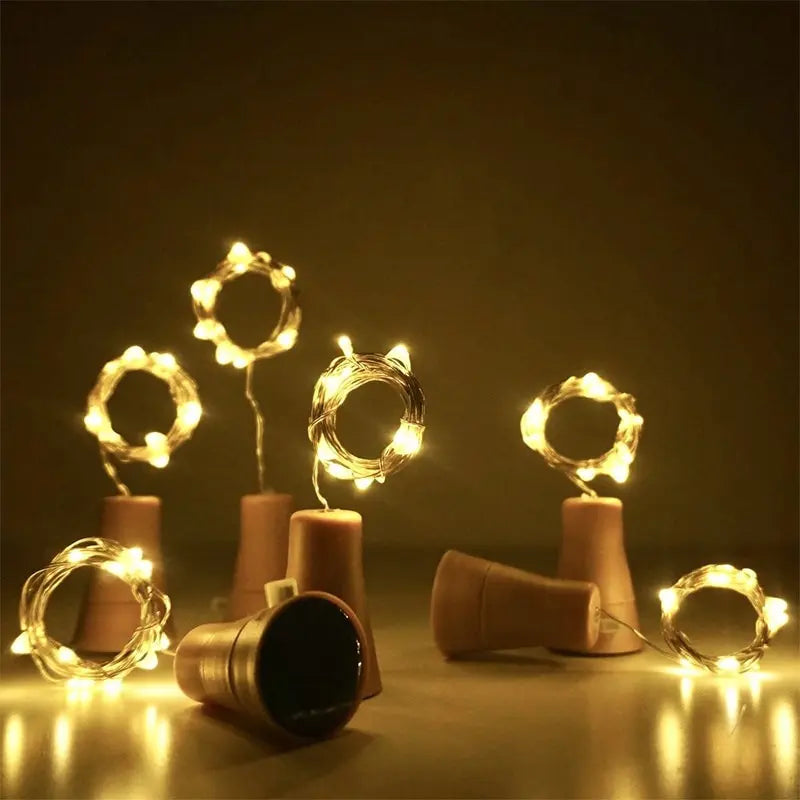 Solar Wine Bottle String Light 2M 20LEDs Copper Wire Fairy Light Cork Shape