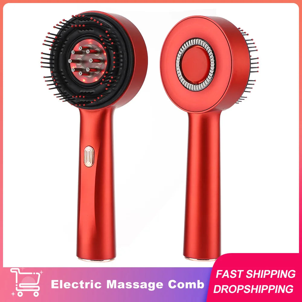 Electric Massage Comb Vibration Red Light Therapy Hair Growth Scalp Brush