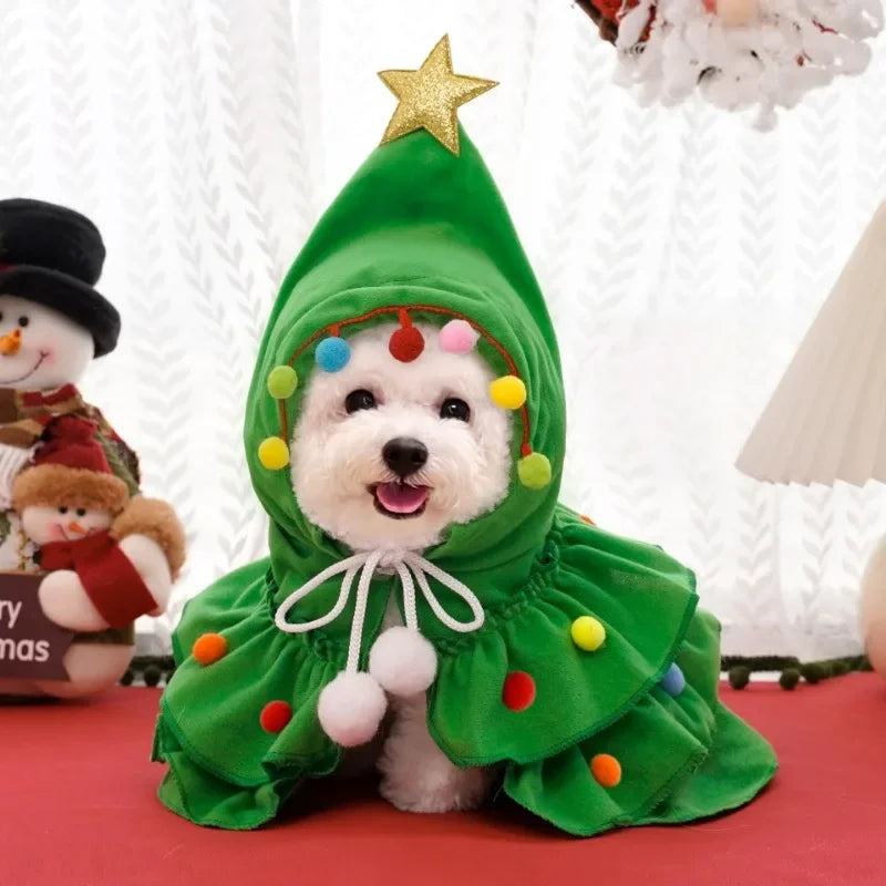 Christmas Dog Cloak Pet Cape and Shawl