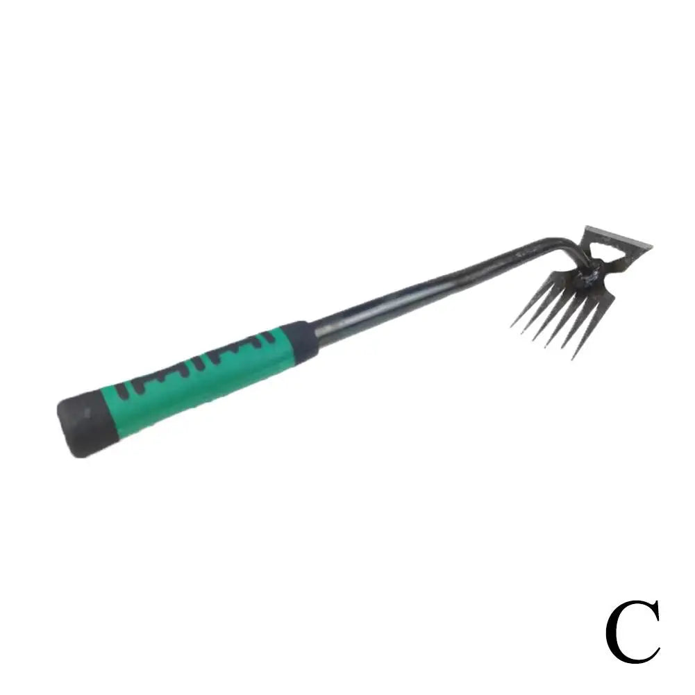 2 In 1 Garden Rake Manual Weed Grass Rooting Tool Puller Shovel 5/6/11 Tooth Weeding Removal Hand Gardening Loose Soil Tool