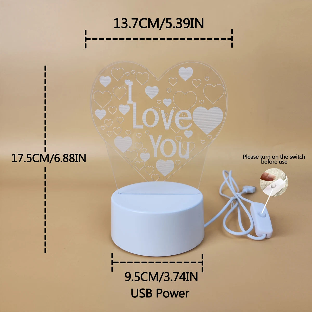 Pink Romantic Confession I LOVE YOU 3D Night Light Gift