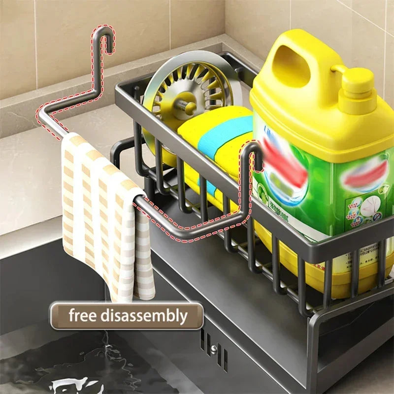 Sink Drain Rack Plastic Sponge Holder Faucet Storage Soap Drainer Towel Rack Shelf Organizer