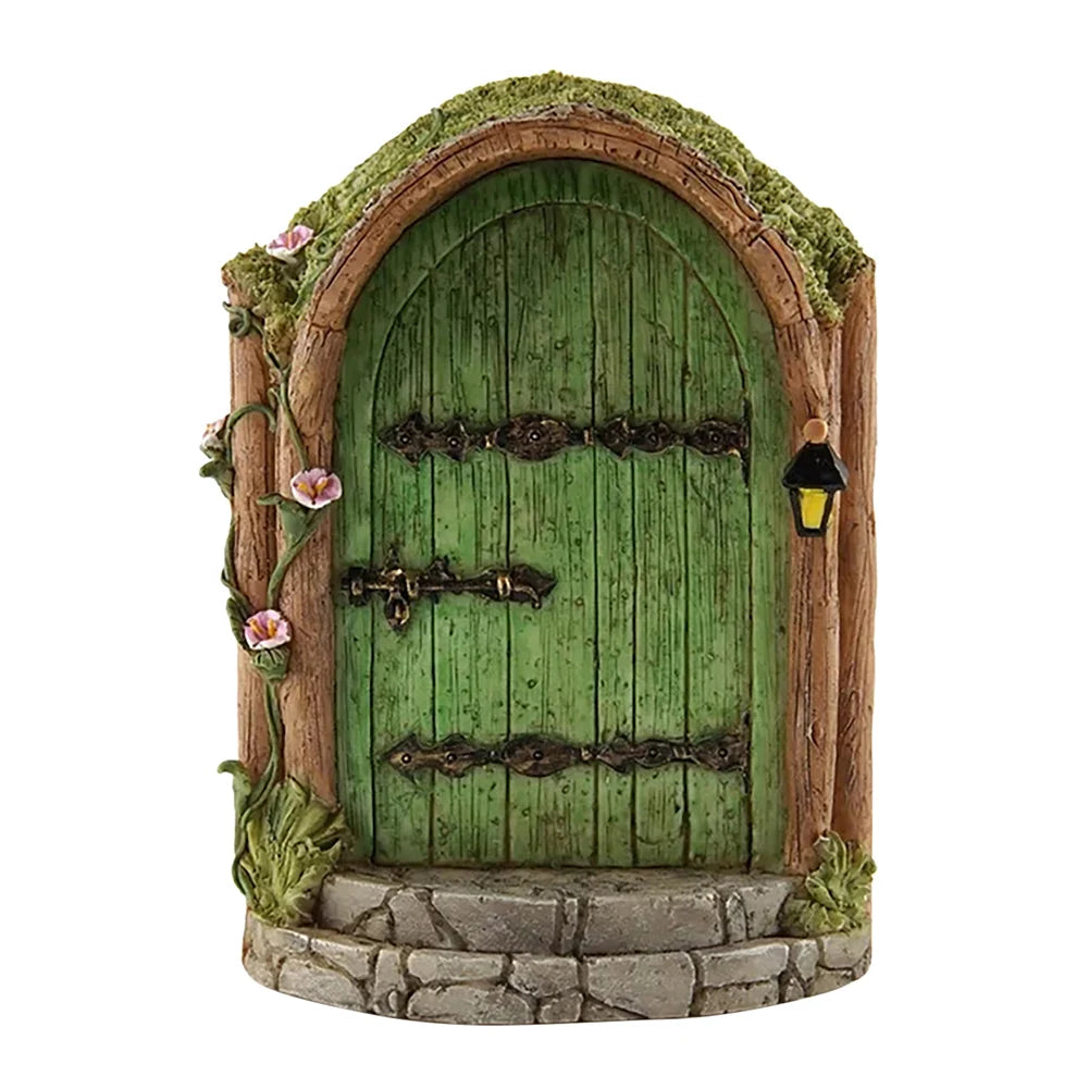 Wood Miniature Fairy Gnome Window Door Elf Home Creative Tree Door