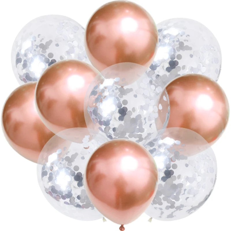 10pc Confetti Balloons Chrome Metallic Latex Transparent Helium Balloon