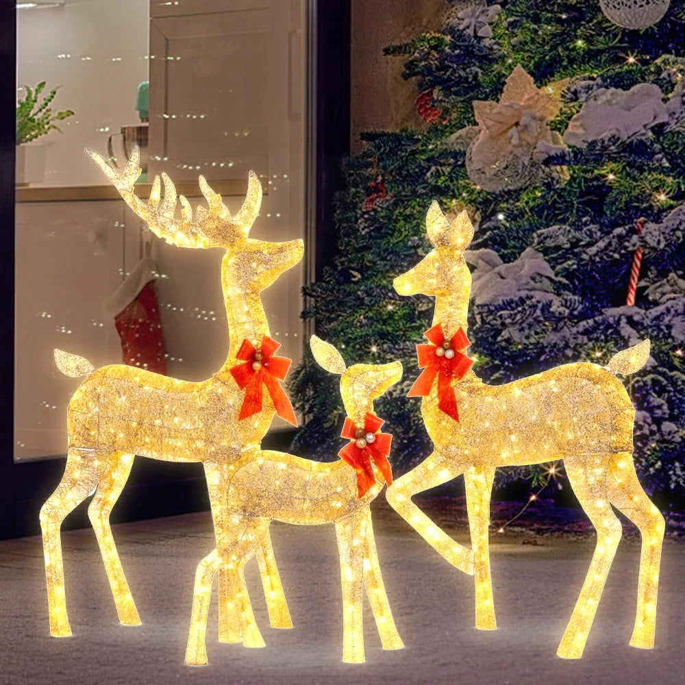 3Pcs Christmas Deer Decoration Light LED Reindeer