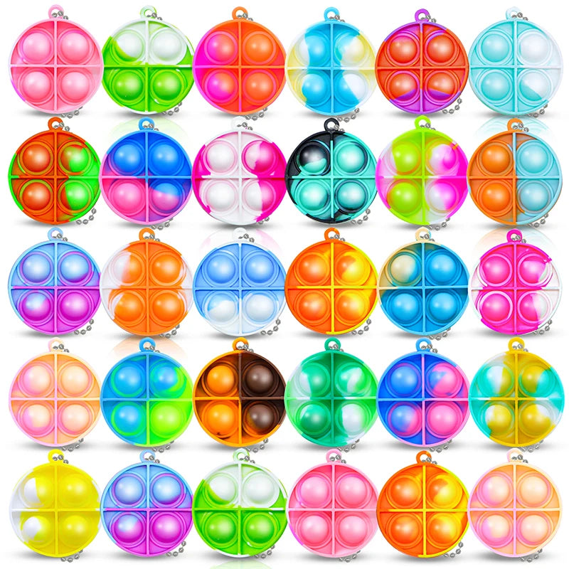 20PCS Mini Pop Fidget Keychain Stress Relief Toys for Kids Birthday Party Favors