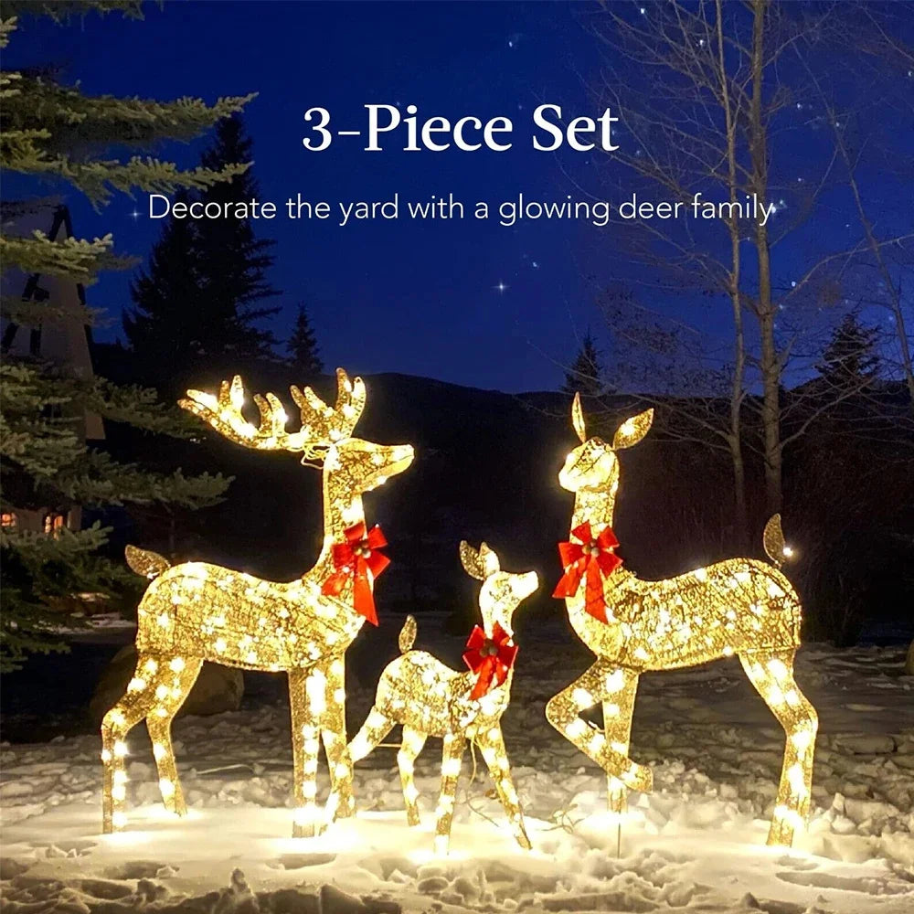 3Pcs Christmas Deer Decoration Light LED Reindeer