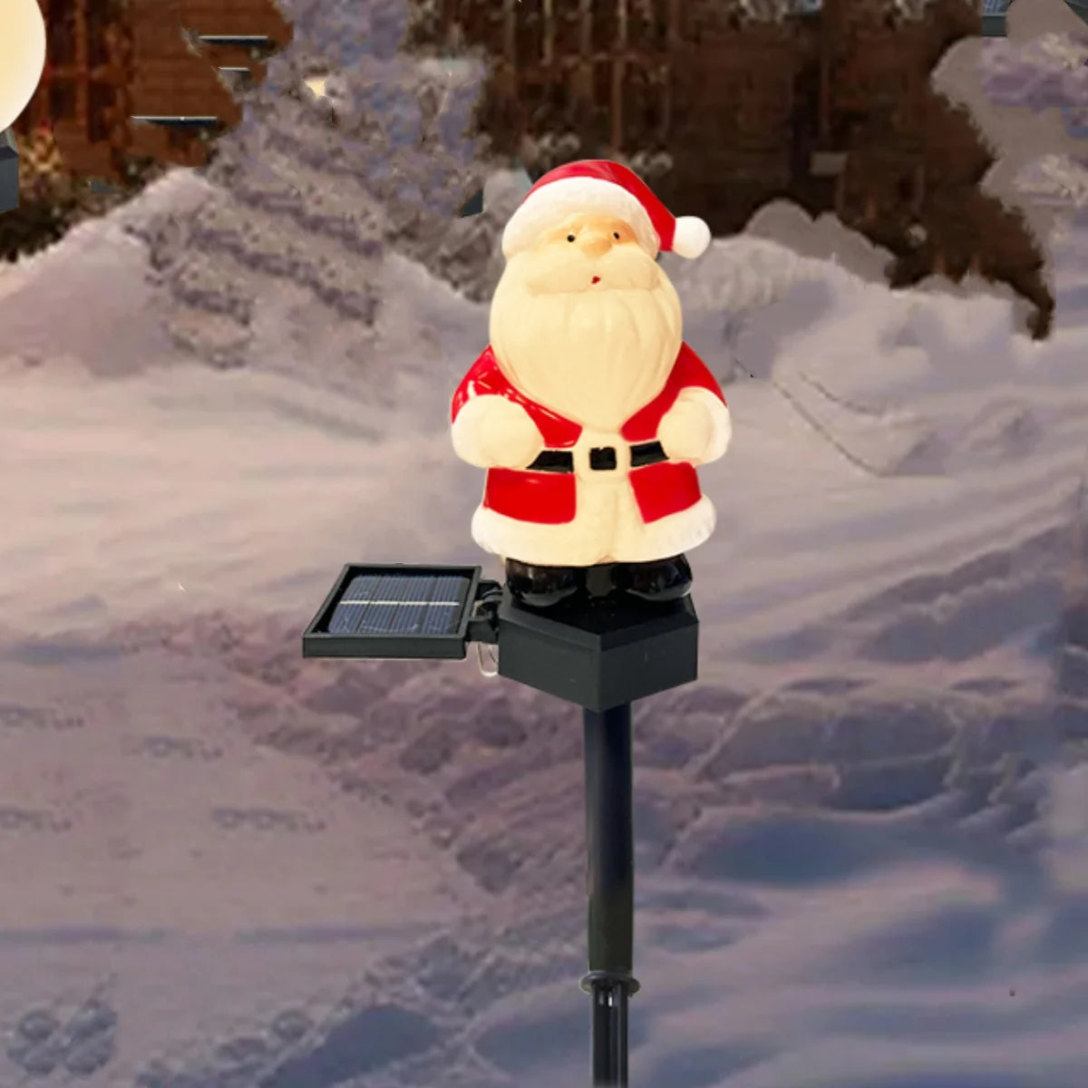 1pc Christmas Santa Claus & Snowman Landscape Lawn Solar Light