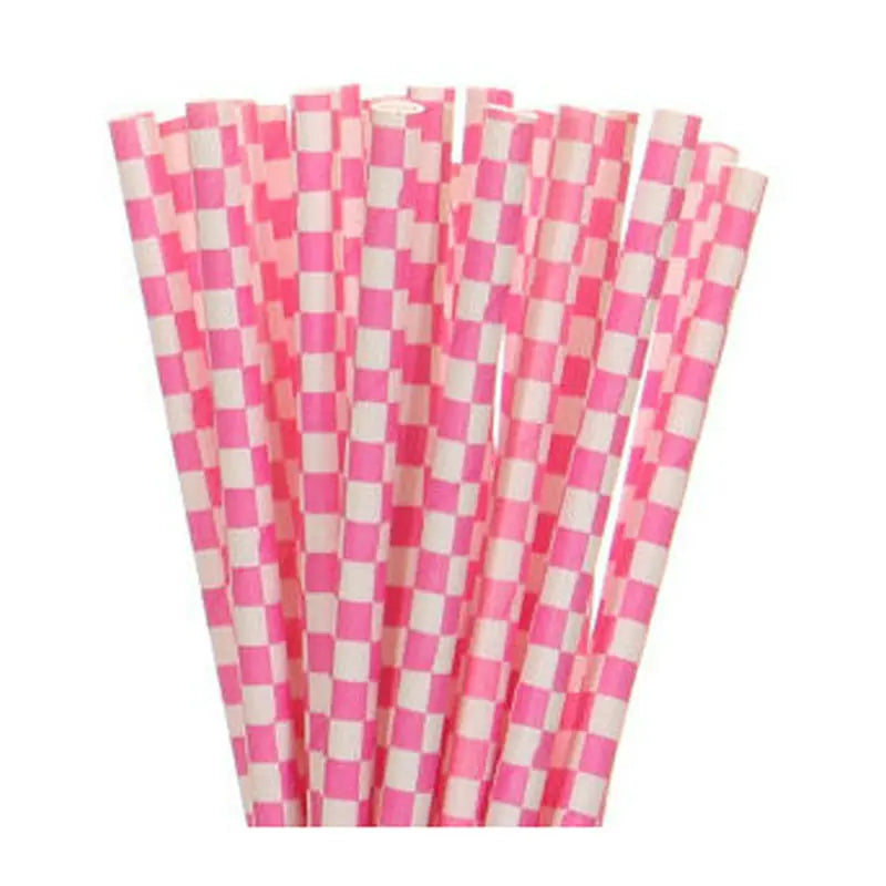 25pcs/lot Pink Paper Straws For Baby Shower Wedding Party Birthday Cupcake Flags Decoration