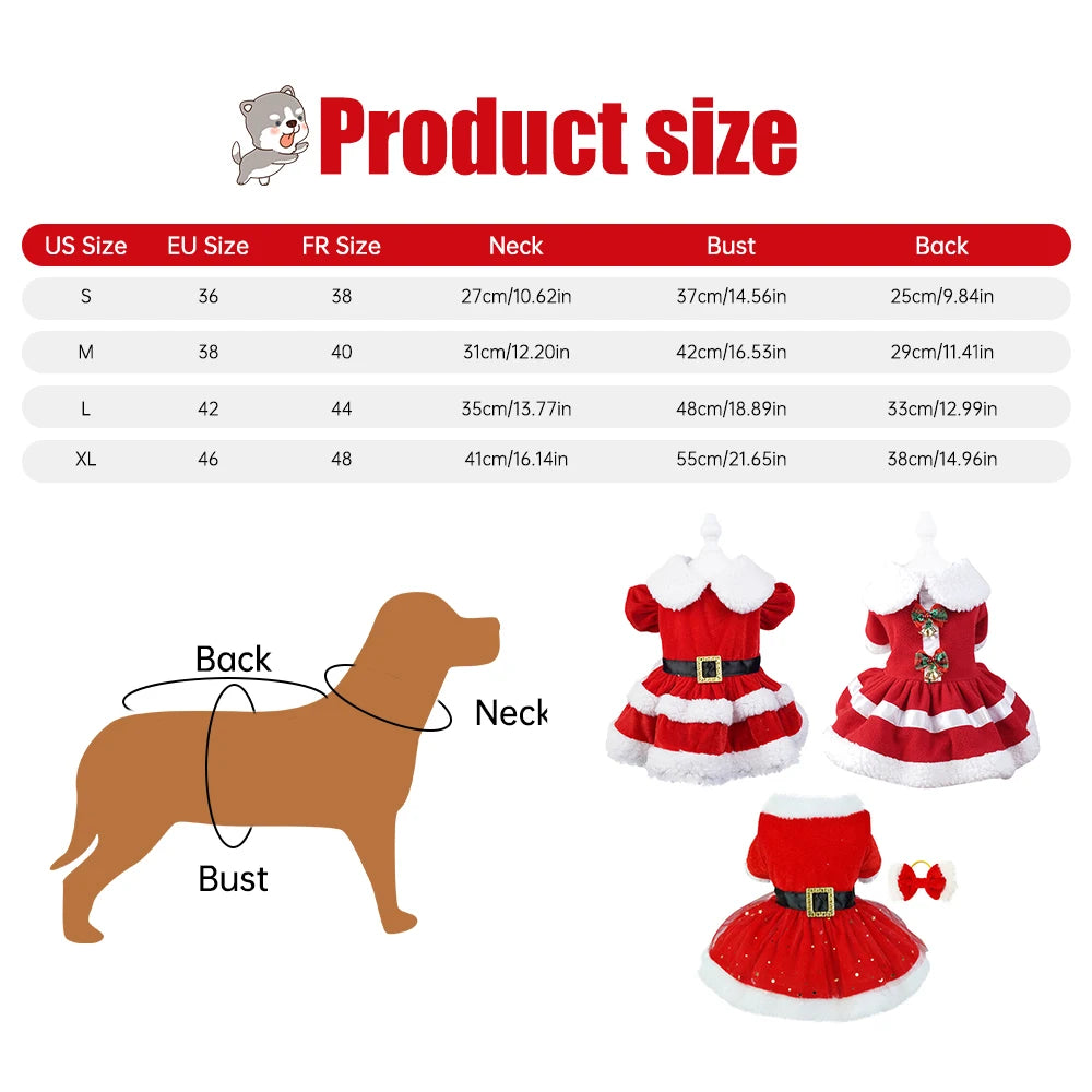 Christmas Winter Pets Dresses Dog Clothes