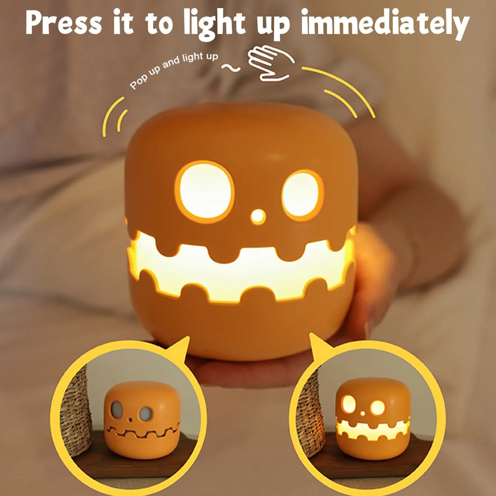 Halloween Pumpkins Lamp, Creative Collapsibles Lamp Pumpkins,Bedroom cozy pumpkin night light, Halloween Party Decoration