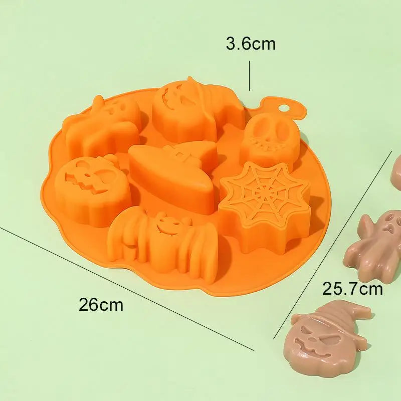 Pumpkin Halloween Silicone Mold for Cake Biscuit Candy Baking Skull Bat Spider Trick