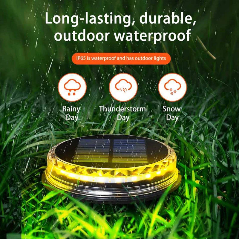 Solar LED Power Disk Light Outdoor Garden IP65 Waterproof for Ground Garden Lawn Pathway Patio Landscape Decoration