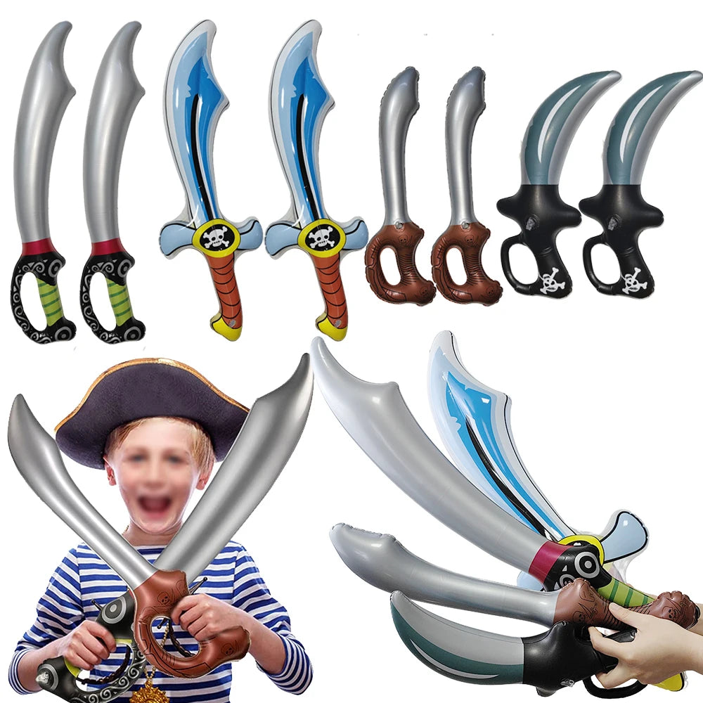 PVC Inflatable Pirate Swords Balloon Kids Pirate Birthday Party Supplies