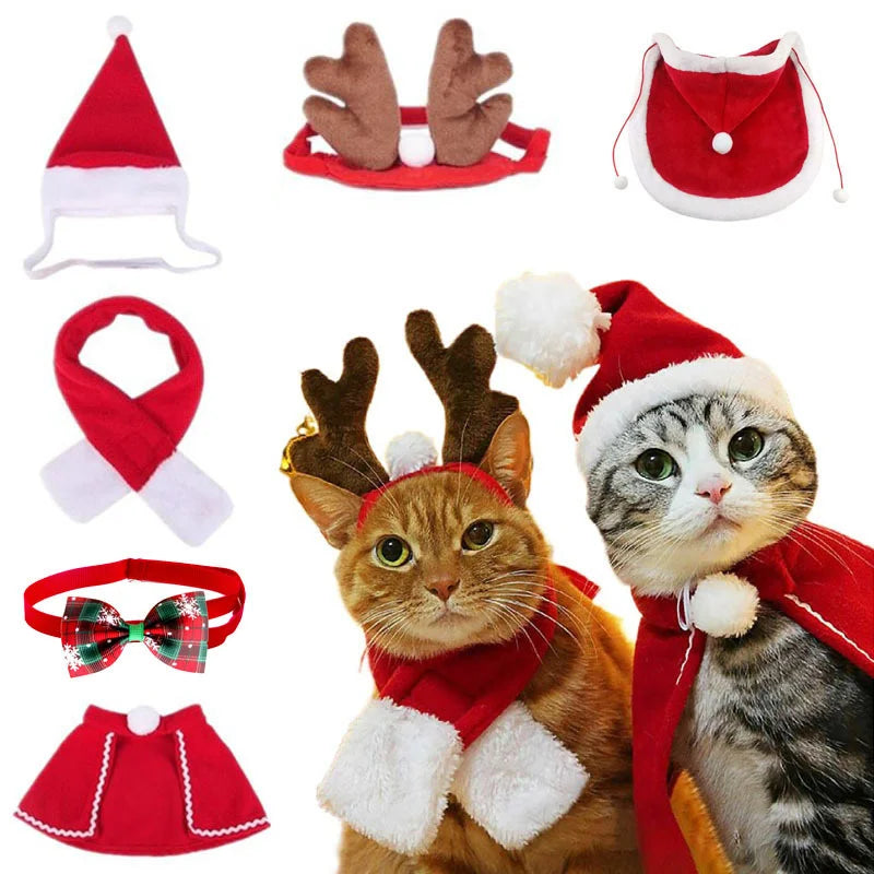 Christmas Dog Scarf Hat Santa Claus Dog Cat Costumes