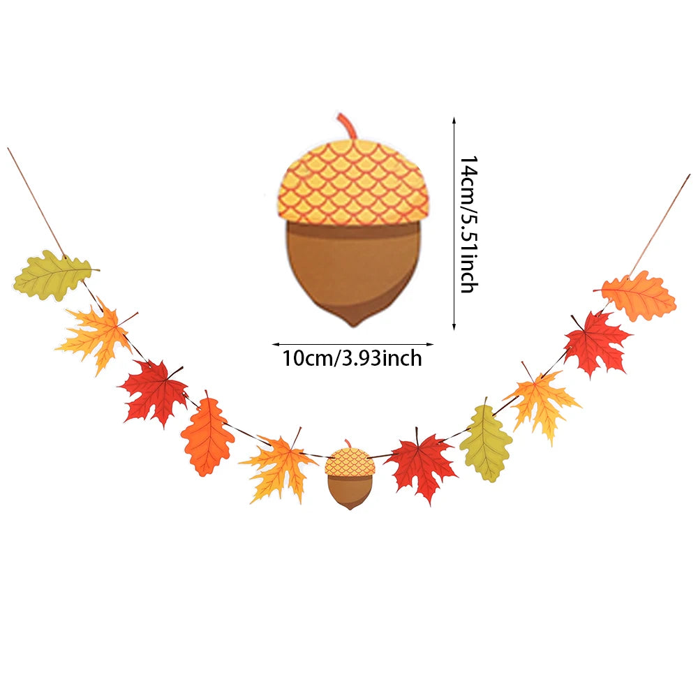 Autumn Maple Pattern Thanksgiving Home Party Decoration Paper Plates Napkins Hanging Maple Banners Turkey Pumpkin Honeycomb Ball