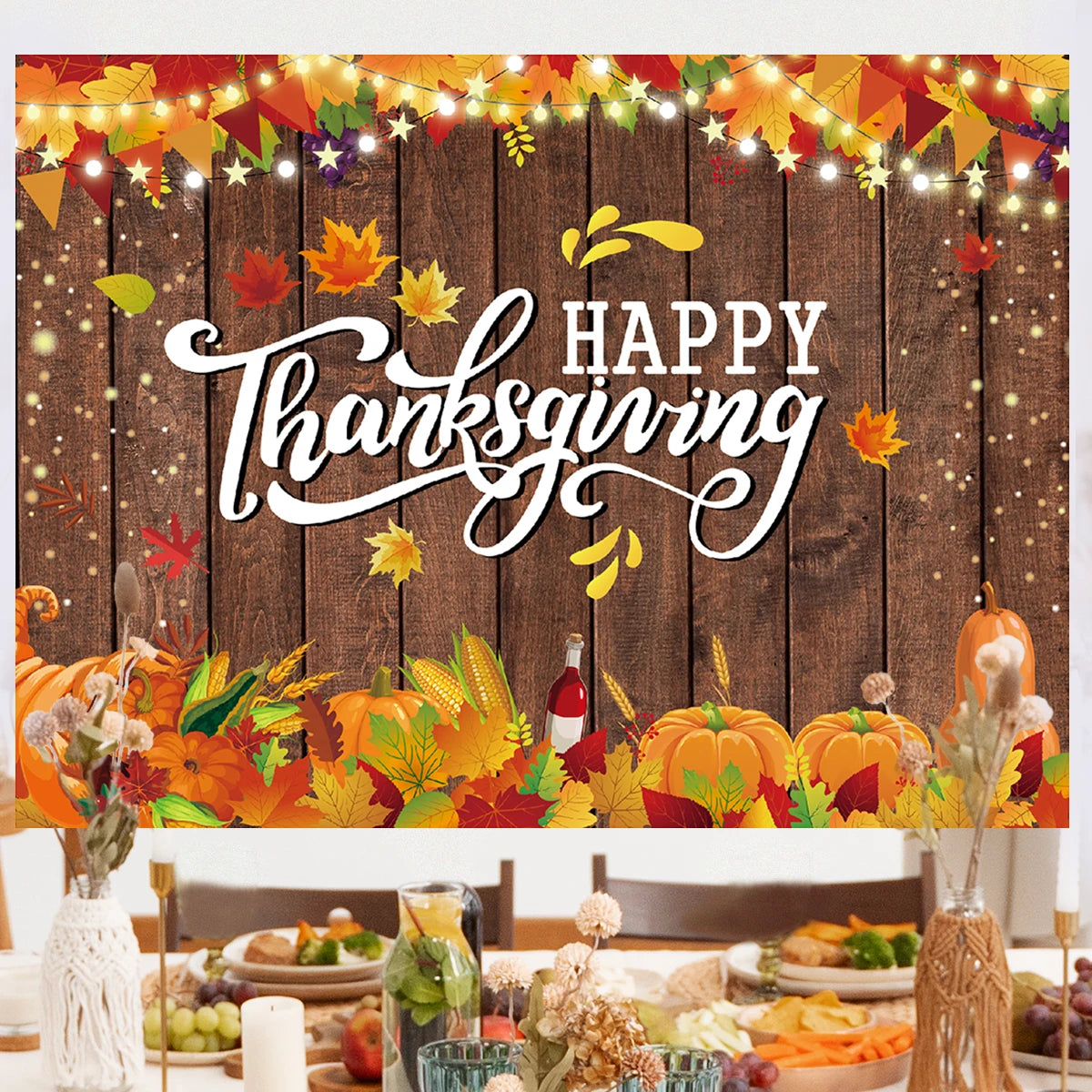 Autumn Thanksgiving Day Party Background Decoration Banner Autumn Fall Children Portrait Photography Photocall Backdrop Prop