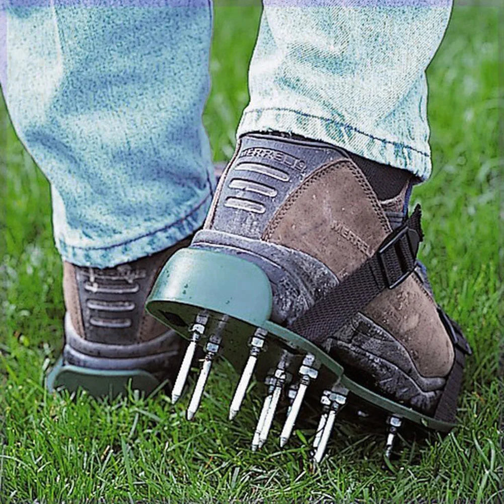 Garden Nail Shoes Grass Loose Soil Tool 5cm Long Nail Lawn Aerator Grass Spikes Shoes Self-Leveling Epoxy Yard Grass Cultivator