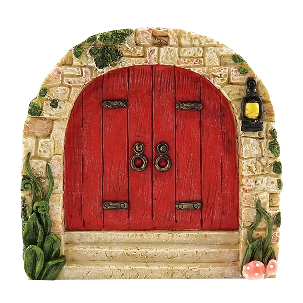 Wood Miniature Fairy Gnome Window Door Elf Home Creative Tree Door