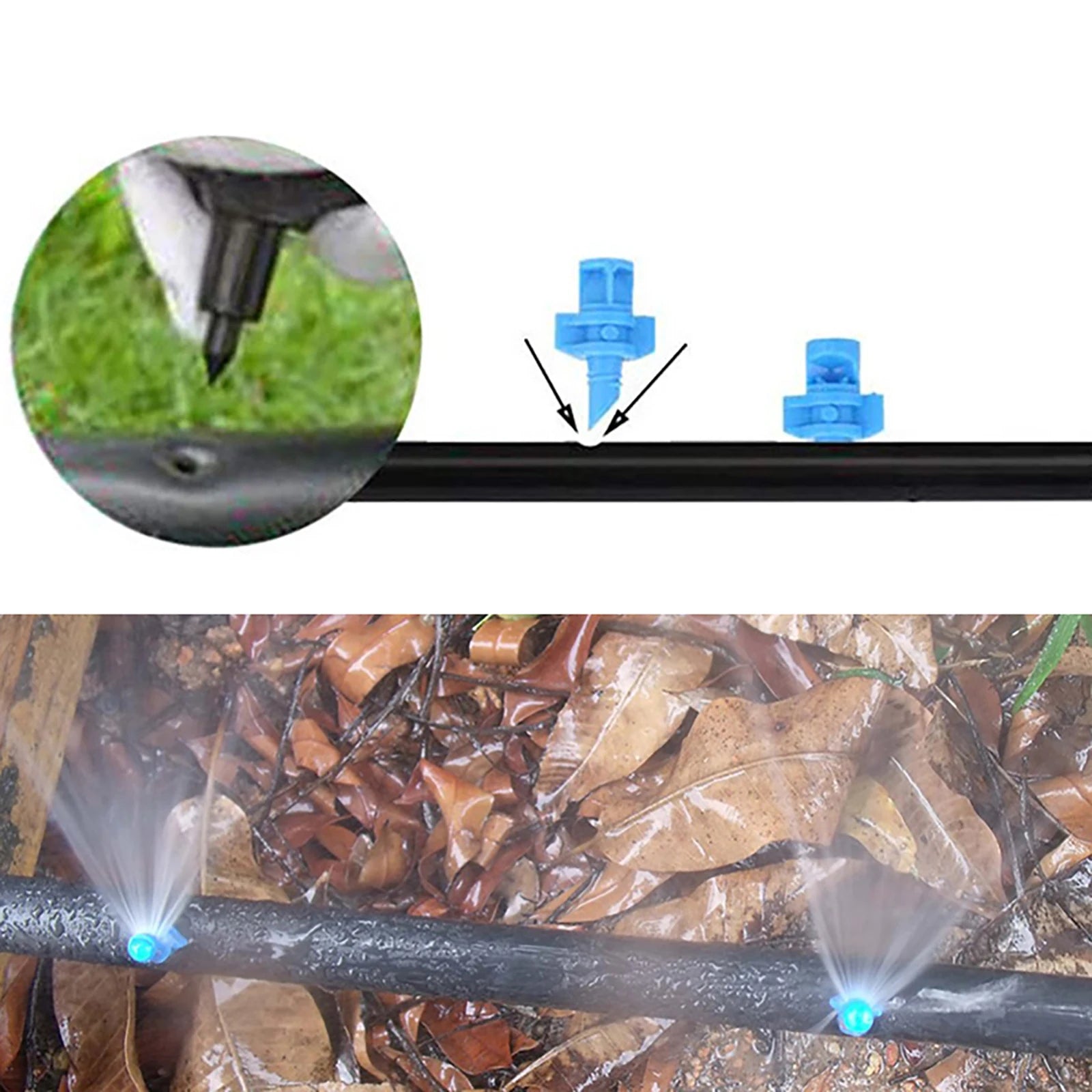 100Pcs 90°180°360°  Micro Nozzles Garden Greenhouse Drip Irrigation Sprinkler