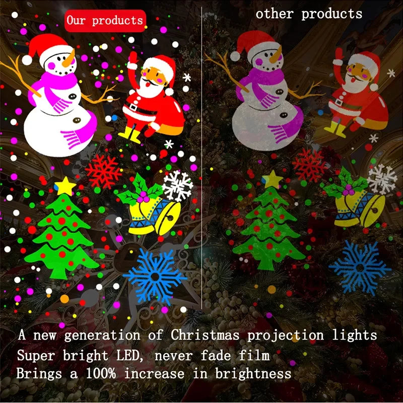 2024 Christmas Window Projector LED Snowflake Snow Laser Projector 16 Patterns