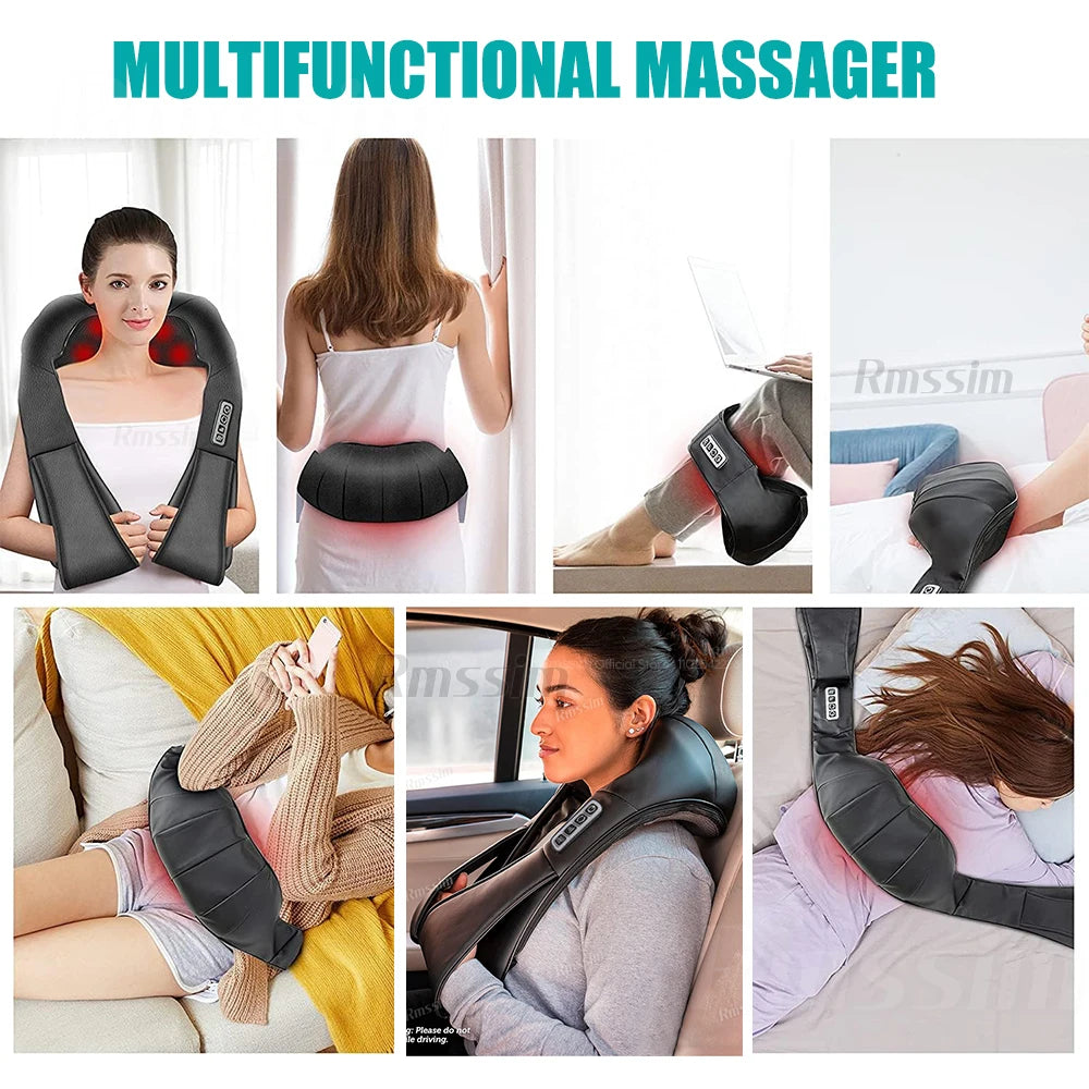 Neck and Shoulder Massager Heated Back Massager U Shape Deep Kneading Electric