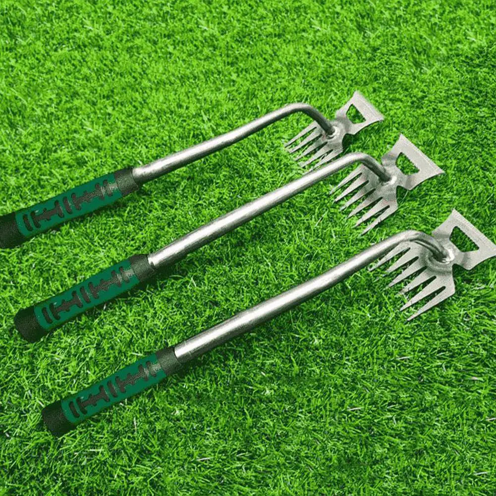 2 In 1 Garden Rake Manual Weed Grass Rooting Tool Puller Shovel 5/6/11 Tooth Weeding Removal Hand Gardening Loose Soil Tool