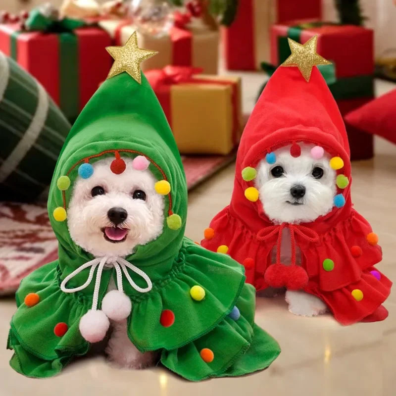 Christmas Dog Cloak Pet Cape and Shawl